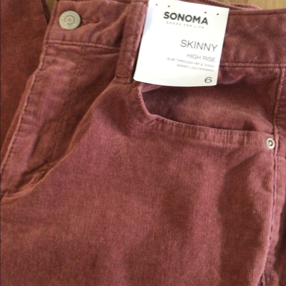 Sonoma Mauve Pink High Rise Skinny Corduroy Pants NWT - Picture 6 of 10